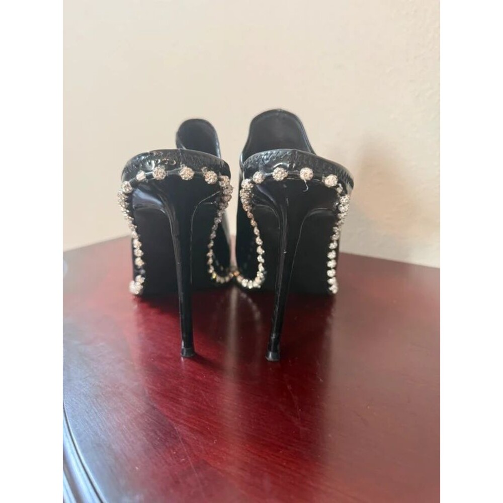 Steve Madden Venom Black Patent Rhinestone Pointed Toe Mules